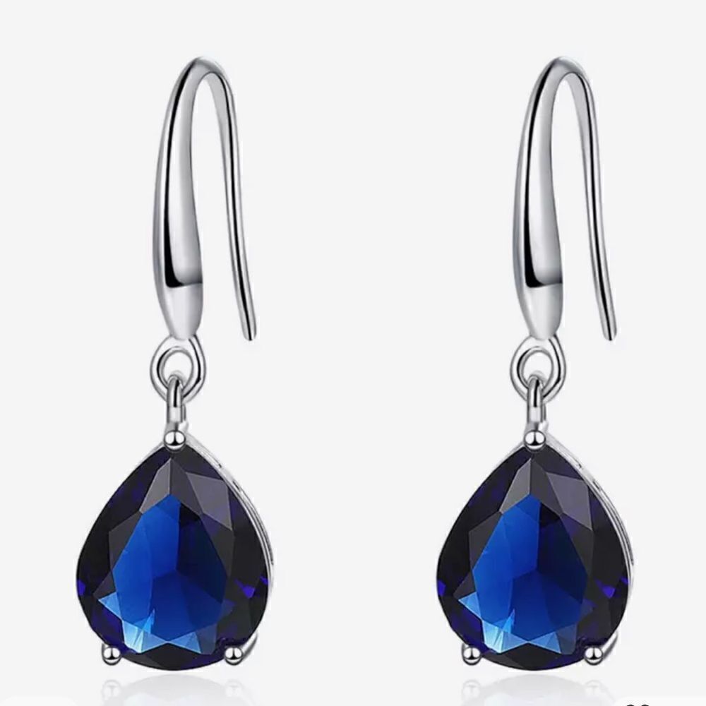The Mystical Sapphire Teardrop Drop Earrings in 925 silver